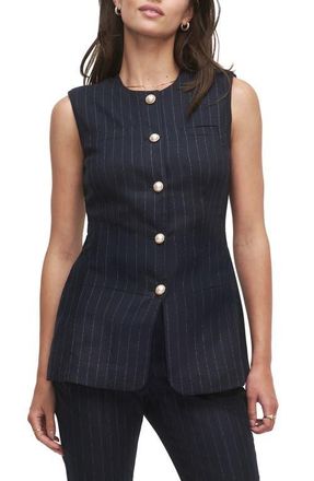 Favorite Daughter The Clocking In Pinstripe Button-Up Blouse in Navy Pinstripe at Nordstrom, Size X-Small