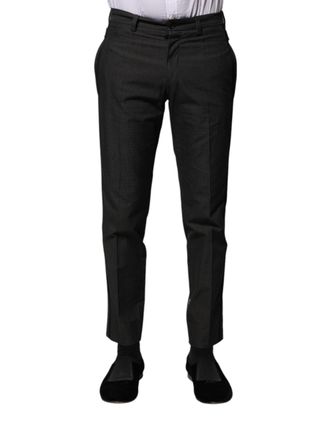 Dolce & Gabbana Mens Gray Cotton Patterned Formal Pants