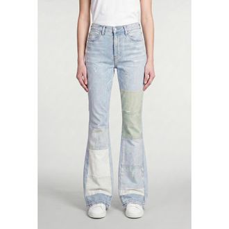 Amiri Amiri Light Blue Patchwork Flared Trousers, Size 26