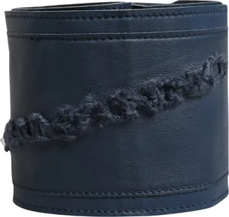 Ermanno Scervino Womens Leather Wide Waist Belt Blue