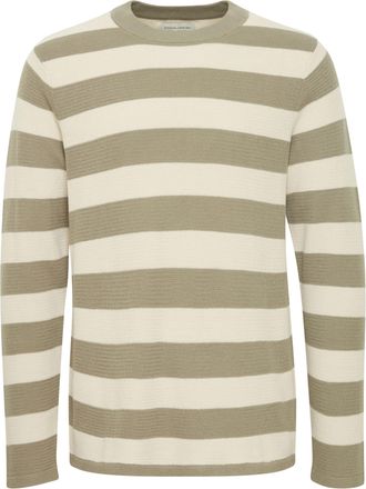 Casual Friday CFKarl Striped Crew Neck Knit Mens Knitted Pullover Pullover Crew Neck 100% Cotton Regular Fit, Vetiver (170613), XL