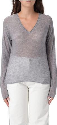 Pinko Maglia scollo a V - Dames - V-hals truien - Grijs - M - Truien & Vesten