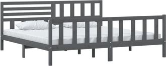vidaXL Estructura De Cama De Madera Maciza Gris 200x200 Cm Vidaxl