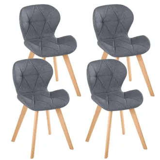 IDMarket Set Di 4 Sedie Da Pranzo In Tessuto Grigio Scuro Robine