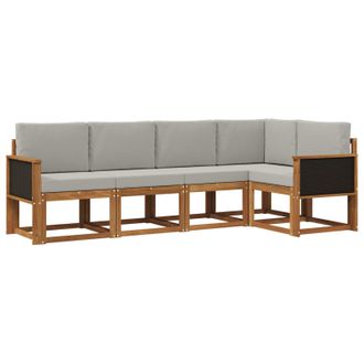 vidaXL Conjunto De Sof&aacute;s De Exterior 5 Pcs Natural Y Gris Claro Vidaxl