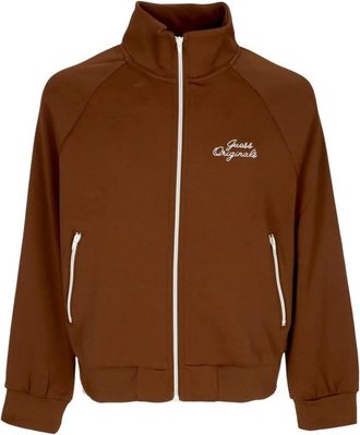 Guess Tricot Trainingsjack Bruin Zand - Heren - Vesten met rits - Bruin - XL - Polyester - Hoodies & sweatvesten