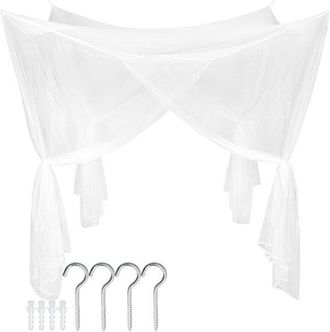 No Brand Mosquitera, Dosel, 190 X 240 X 210 Cm, Cama Doble Y Cama Individual, 4 Barras De Suspensi&oacute;n Y 4 Aberturas, Cortinas Mosquiteras