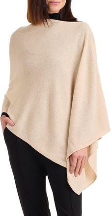 Amicale Cashmere Asymmetrical Hem Cashmere Poncho in Oat at Nordstrom Rack