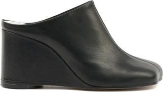 Maison Margiela Asymmetric Toe Leather Mules - Dames - Sleehakken - Zwart - 40 EU - Leer - Schoenen