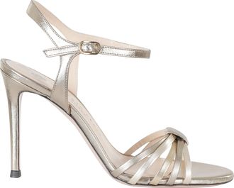 Roberto Festa Milano Gold Regen Crossed Front Ankle Strap Patent Leather Sandals