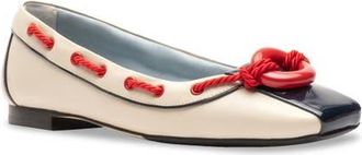 Frances Valentine McCoy Boat Shoe in Oyster/Navy at Nordstrom, Size 6.5