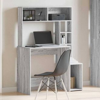 Berkfield Home Decorative Desk with Shelves Grey Sonoma 100x45x140 cm Engineered Wood | Size: 100 x 45 x 140 cm