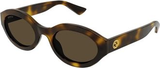 Gucci Ovale zonnebril - Dames - Zonnebrillen - Bruin - 53 MM - Nylon - Accessoires