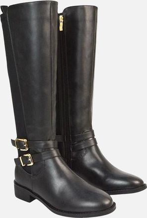 XY London Womens XY London Womens/Ladies Charlie Stretch Side Zip Flat Knee-High Boots - Black - Size: 5