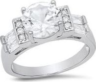 HMY Jewelry Round Cubic Zirconia Engagement Ring in Silver at Nordstrom Rack, Size 9