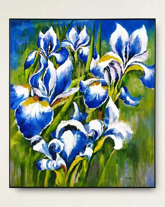 John-Richard Twilight Irises Original Acrylic Painting on Canvas by Shi Fei