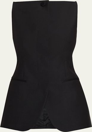 Brioni High-Neck Satin Wool Single-Breasted Vest