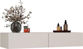 Topeshop Tavolo Da Trucco Sospeso Mika 110 Cm Con 2 Cassetti Per Camera Da Letto, Colore Cashmere Beige