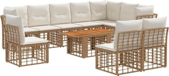 vidaXL Conjunto De Sof&aacute;s De Jard&iacute;n 11 Uds. Natural Y Crema Vidaxl