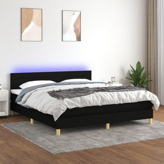vidaXL Vidaxl - Cama Box Spring Con Colch&oacute;n Led Tela Negro 180x200 Cm