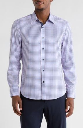 ConStruct Grid Print Stretch Dress Shirt in Navy/Coral at Nordstrom Rack, Size Xx-Large