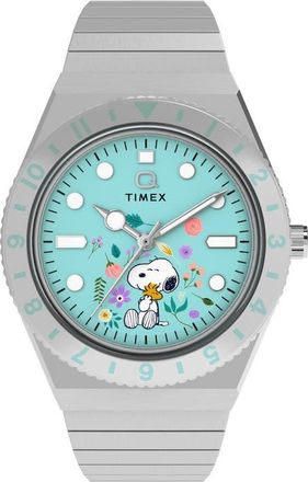 Timex Peanuts x Q Timex 36mm Stainless Steel Expansion Band Watch at Nordstrom