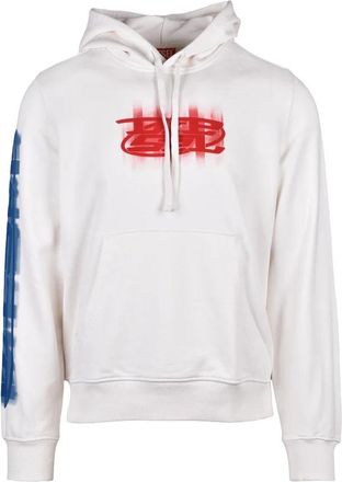 Diesel White/Red Cotton Mens Hoodie
