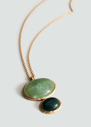 Mango Long stone pendant oro - Donna - Taglia unica - MANGO