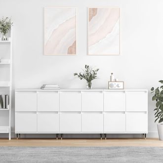 vidaXL Aparadores 3 Uds Madera Contrachapada Blanco Vidaxl