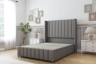 Sloomy Melbourne Dumfries Divan Base No Drawers-54 Wingback 12 Footboard in Light Grey | Size: Small Single