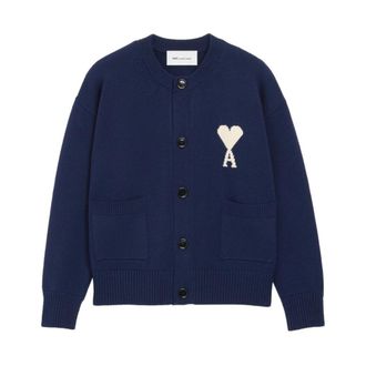 Ami Cardigans, male, Blue, Size: XL Ami Paris Sweaters