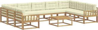 vidaXL Conjunto De Sof&aacute;s De Exterior 10 Uds. Blanco Y Crema Vidaxl