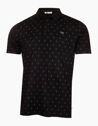 Calvin Klein Mens Graphic Print Collared Short Sleeve Polo Shirt - Black - Size: 40