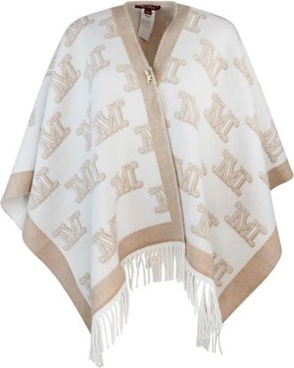 Max Mara Jacquard Logo Fringe Wollen Jas - Dames - Ponchos - Veelkleurig - ONE Size - Wol - Jassen