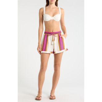 Elan Cotton Blend Cover-Up Drawstring Shorts in Natural Pink at Nordstrom, Size X-Small