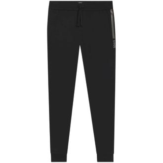 HUGO BOSS Heren Zijkleur Logo Tapered Joggingbroeken (Zwart)