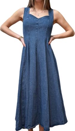 Flying Tomato Denim Maxi Dress In Medium Blue