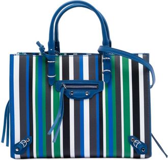 Balenciaga Pre-owned Balenciaga Mini Leather Striped Papier A6 Zip Around Satchel 370926A.4285A.BA.1669
