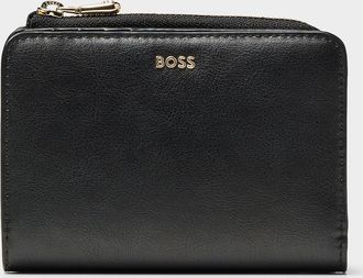 BOSS Womens Gold-logo bifold wallet
