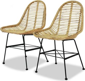 vidaXL Sillas De Comedor 2 Unidades Rat&aacute;n Natural Vidaxl
