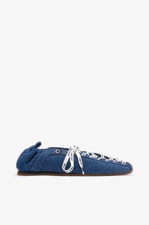 Ganni Navy Sporty Ballerina in Denim - Size 36 Organic Cotton