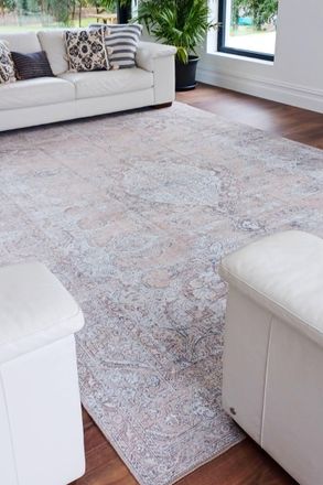 Kukoon Beige Vintage Distressed Washable Flatweave Pile Living Room Area Rug | Size: 160 cm x 230 cm
