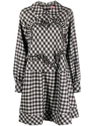 Kenzo gingham-check midi dress - women - Acetate/Cupro/Wool - 38 - Black