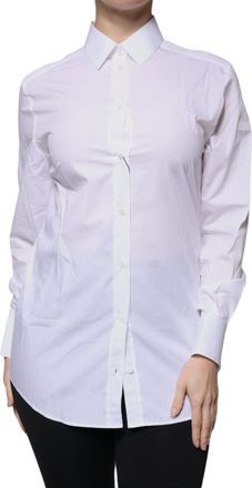 Dolce & Gabbana White Cotton Collared Long Sleeves Shirt Womens Top