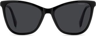Polaroid 55mm Polarized Cat Eye Sunglasses in Black/Grey at Nordstrom