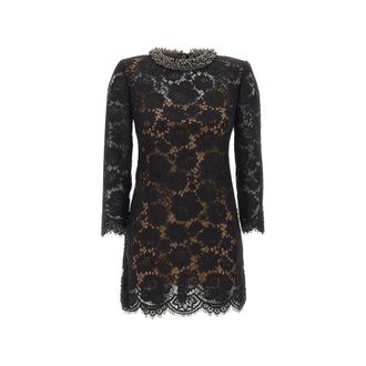 Self Portrait Black Lace Long-sleeve Mini Dress