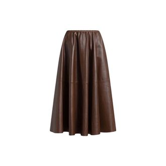 Alberta Ferretti Ampia gonna in morbida pelle - - Skirts - Donna - Marrone - M
