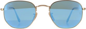 Ray-Ban Zonnebril Hexagonal 3548N 001/9O Goud Light Blauw Verloop Mirror 54mm