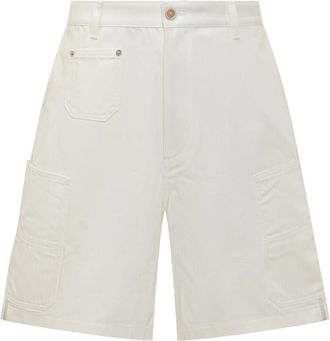 Givenchy Korte Broeken, Heren, Wit, W33, Denim, Cargo Bermuda Shorts in Herringbone Denim