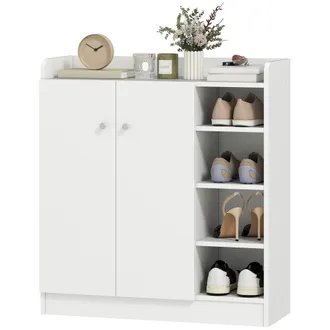 HOMCOM Scarpiera Bianca Salvaspazio E Moderna In Legno 12 Paia Scarpe - Homcom